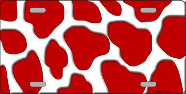 LP-2910 Red White Giraffe Print Metal Novelty License Plate