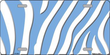 LP-2911 Light Blue White Zebra Print Metal Novelty License Plate