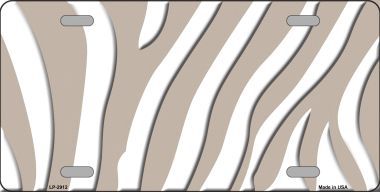 LP-2912 Tan White Zebra Print Metal Novelty License Plate