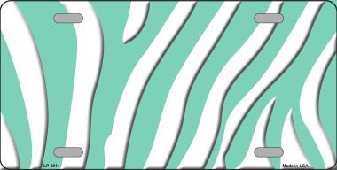 LP-2914 Mint White Zebra Print Metal Novelty License Plate