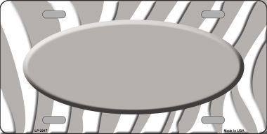 LP-2917 Grey White Zebra Print Grey Center Oval Metal Novelty License Plate