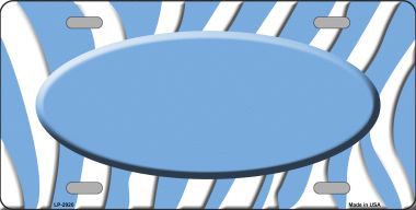 LP-2920 Light Blue White Zebra Print Light Blue Center Oval Metal Novelty License Plate