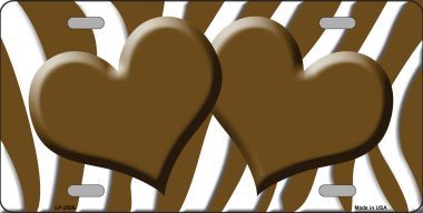LP-2926 Brown White Zebra Print With Brown Centered Hearts Novelty License Plate