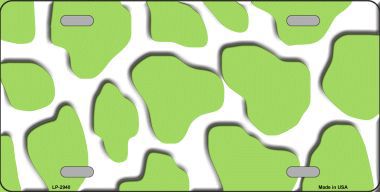 Lime Green White Giraffe Print Metal Novelty License Plate