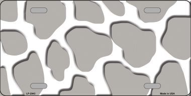 LP-2943 Grey White Giraffe Print Metal Novelty License Plate