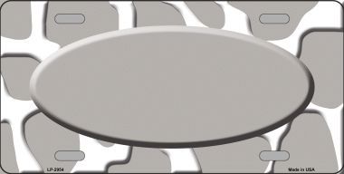 Picture of Smart Blonde LP-2954 Grey White Giraffe Print With Grey Center Oval Metal Novelty License Plate