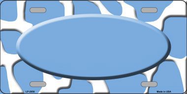 Picture of Smart Blonde LP-2956 Light Blue White Giraffe Print With Light Blue Center Oval Metal Novelty License Plate