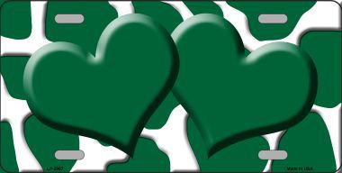 Picture of Smart Blonde LP-2967 Green White Giraffe Print With Green Centered Hearts Novelty License Plate