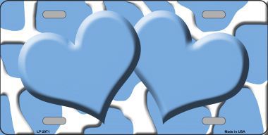 LP-2971 Light Blue White Giraffe Print With Light Blue Centered Hearts Novelty License Plate