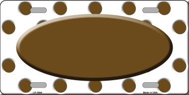Picture of Smart Blonde LP-2994 Brown White Polka Dot Print With Brown Center Oval Metal Novelty License Plate