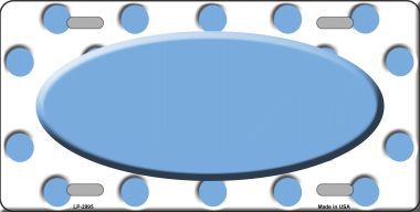 LP-2995 Light Blue White Polka Dot Print With Light Blue Center Oval Metal Novelty License Plate