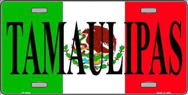 LP-3444 Tamaulipas Mexico Background Metal Novelty License Plate