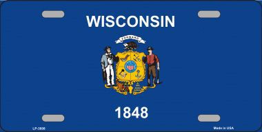 LP-3608 Wisconsin State Flag Metal Novelty License Plate
