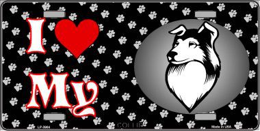Picture of Smart Blonde LP-3904 I Love My Collie Metal Novelty License Plate