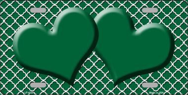 Picture of Smart Blonde LP-4328 Green White Quatrefoil Green Center Hearts Metal Novelty License Plate