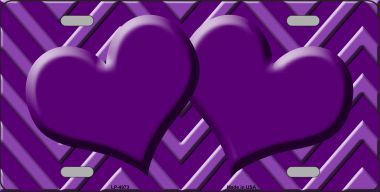 LP-4973 Purple Light Purple Heart Chevron Monochromatic Metal Novelty License Plate