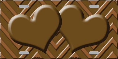 LP-4974 Brown Light Brown Heart Chevron Monochromatic Metal Novelty License Plate