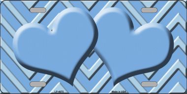 LP-4975 Light Blue Lighter Blue Heart Chevron Monochromatic Metal Novelty License Plate