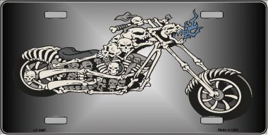LP-3467 Chopper Skull Metal Novelty License Plate