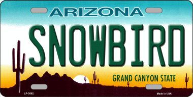 Snowbird Arizona Novelty Metal License Plate