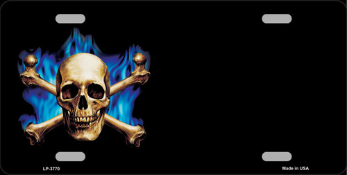 Picture of Smart Blonde LP-3770 Skull Offset Metal Novelty License Plate