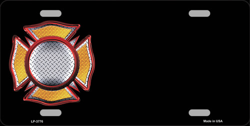 LP-3776 Fire Maltese Cross Offset Metal Novelty License Plate