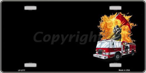 Picture of Smart Blonde LP-3777 Fire Engine Flames Flaming Ax Offset Metal Novelty License Plate