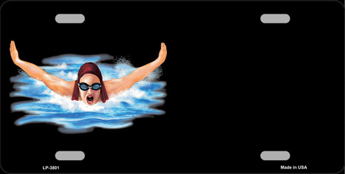 LP-3801 Female Swimmer Offset Metal Novelty License Plate