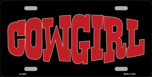 Cowgirl Metal Novelty License Plate