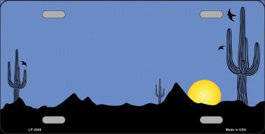 Picture of Smart Blonde LP-3840 Southwest Cactus Sunrise Blue Metal Novelty License Plate