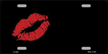 Red Lips Offset Metal Novelty License Plate