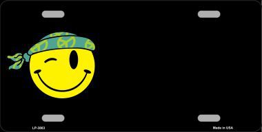LP-3863 Winking Peace Smiley Offset Metal Novelty License Plate