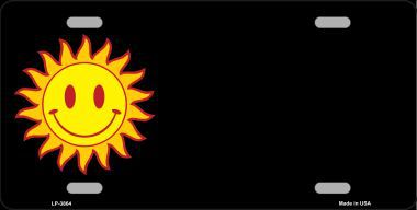 LP-3864 Sun Smiley Offset Metal Novelty License Plate