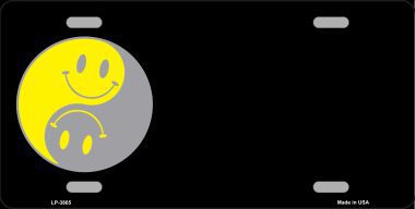 LP-3865 Yin Yang Smiley Offset Metal Novelty License Plate