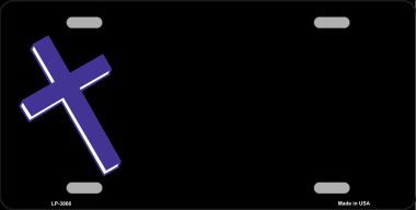 LP-3866 Purple Cross Offset Metal Novelty License Plate