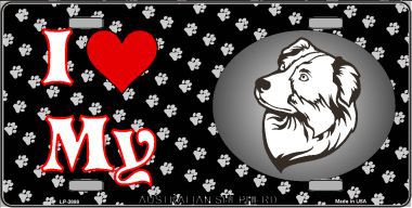 Picture of Smart Blonde LP-3888 I Love My Australian Shepherd Metal Novelty License Plate