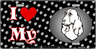 Picture of Smart Blonde LP-3906 I Love My English Springer Spaniel Metal Novelty License Plate