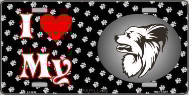 Picture of Smart Blonde LP-3919 I Love My Papillon Metal Novelty License Plate