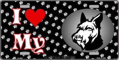 Picture of Smart Blonde LP-3927 I Love My Scottish Terrier Metal Novelty License Plate