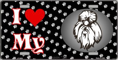 Picture of Smart Blonde LP-3929 I Love My Shih Tzu Metal Novelty License Plate