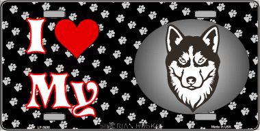 LP-3930 I Love My Siberian Husky Metal Novelty License Plate -  Smart Blonde