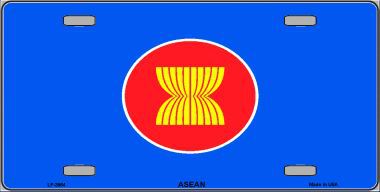 LP-3964 Asean Flag Metal Novelty License Plate