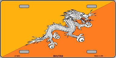 LP-3974 Bhutan Flag Metal Novelty License Plate