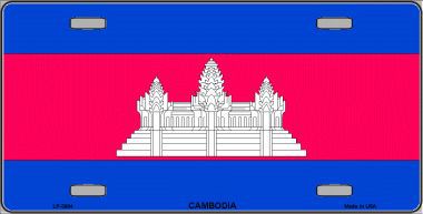 LP-3984 Cambodia Flag Metal Novelty License Plate