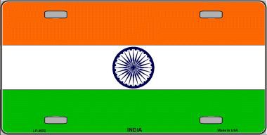 LP-4032 India Flag Metal Novelty License Plate
