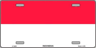 LP-4033 Indonesia Flag Metal Novelty License Plate