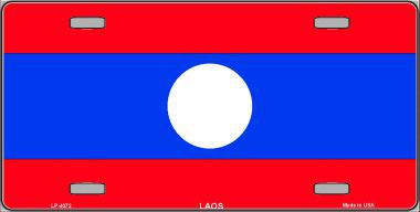 Picture of Smart Blonde LP-4072 Laos Flag Metal Novelty License Plate