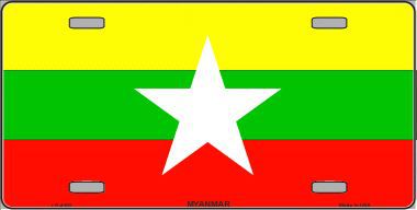 Picture of Smart Blonde LP-4103 Myanmar Flag Metal Novelty License Plate