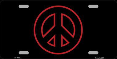 Picture of Smart Blonde LP-4202 Red Peace Sign Metal Novelty License Plate