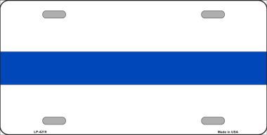 LP-4219 Thin Blue Line White Metal Novelty License Plate